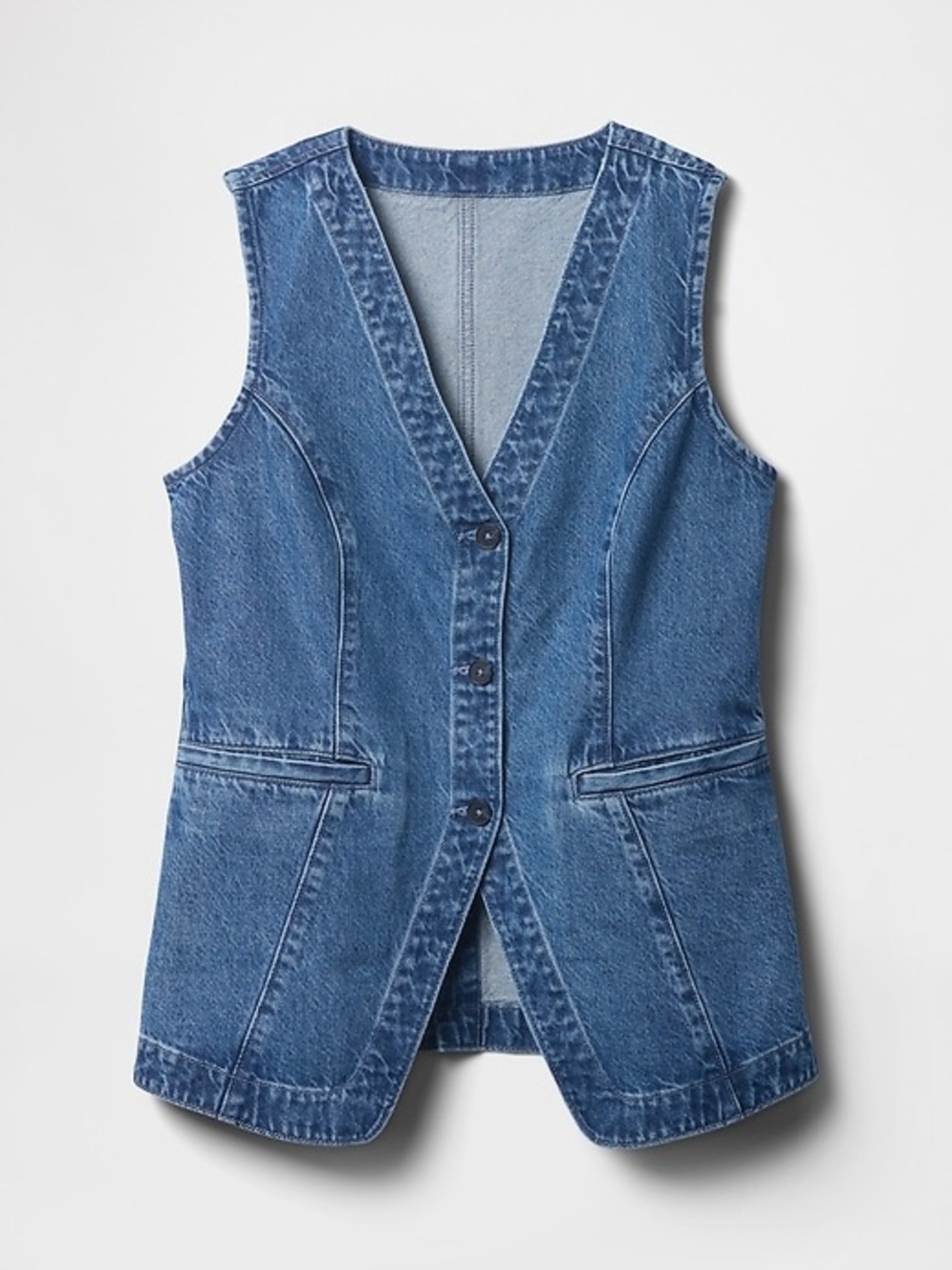 Gap Longline Denim Vest Top in Medium Blue (Tall) - Picture 2 of 5